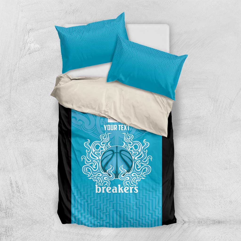 New Zealand Custom Bedding Set Fire Basketball Maori Tribal Sky Blue - Polynesian Pride