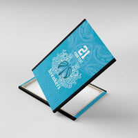 New Zealand Custom Canvas Wall Art Fire Basketball Maori Tribal Sky Blue - Polynesian Pride