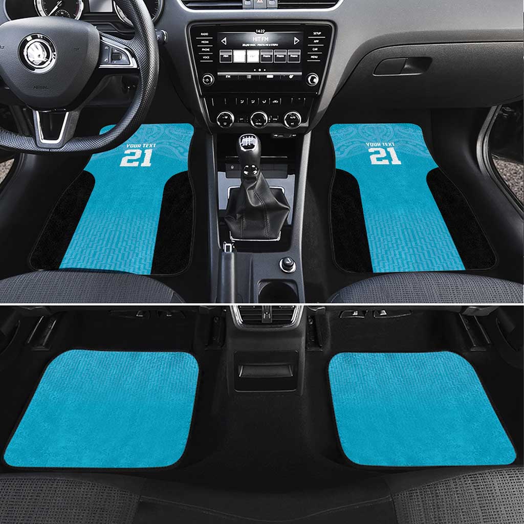 New Zealand Custom Car Mats Fire Basketball Maori Tribal Sky Blue - Polynesian Pride