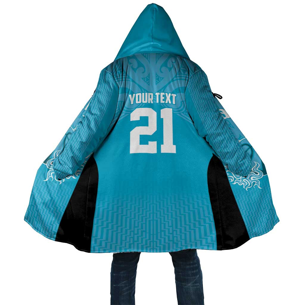 New Zealand Custom Cloak Fire Basketball Maori Tribal Sky Blue - Polynesian Pride