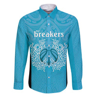 New Zealand Custom Family Matching Off The Shoulder Long Sleeve Dress and Hawaiian Shirt Fire Basketball Maori Tribal Sky Blue - Polynesian Pride