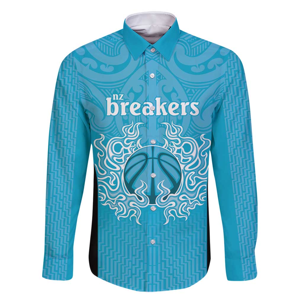 New Zealand Custom Family Matching Tank Maxi Dress and Hawaiian Shirt Fire Basketball Maori Tribal Sky Blue - Polynesian Pride