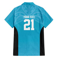 New Zealand Custom Hawaiian Shirt Fire Basketball Maori Tribal Sky Blue - Polynesian Pride