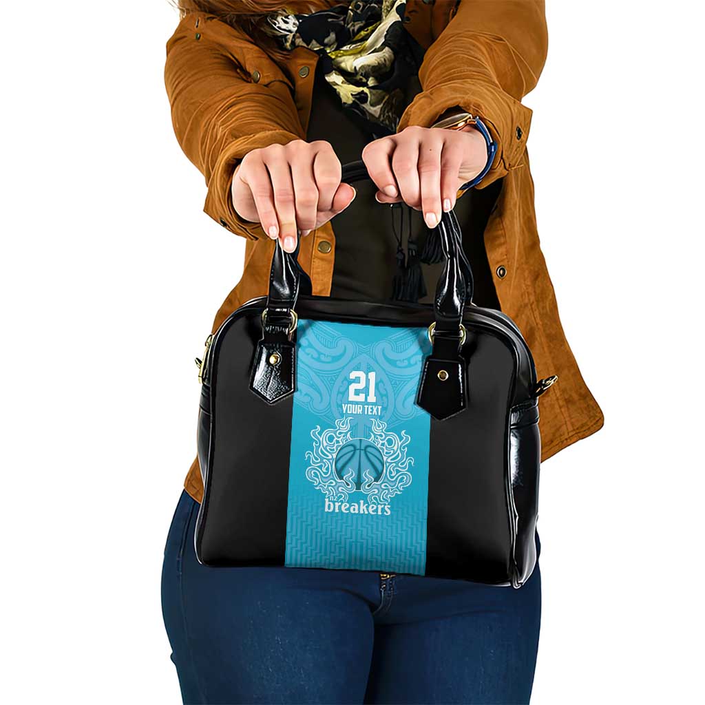 New Zealand Custom Shoulder Handbag Fire Basketball Maori Tribal Sky Blue - Polynesian Pride