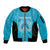 New Zealand Custom Sleeve Zip Bomber Jacket Fire Basketball Maori Tribal Sky Blue - Polynesian Pride