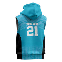 New Zealand Custom Sleeveless Hoodie Fire Basketball Maori Tribal Sky Blue - Polynesian Pride