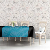 New Zealand Custom Tablecloth Fire Basketball Maori Tribal Sky Blue - Polynesian Pride