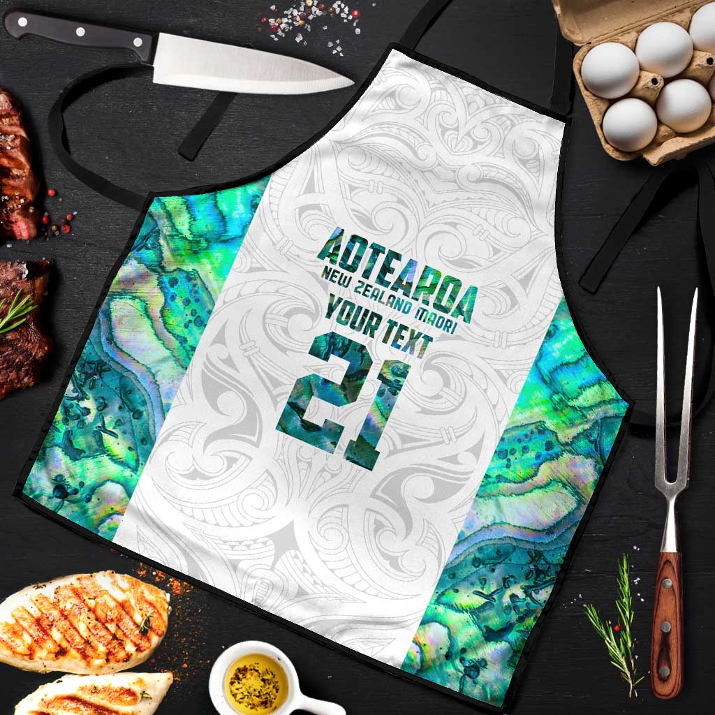 Custom New Zealand Aotearoa Apron Green Maori Paua Shell Indigenous - Polynesian Pride
