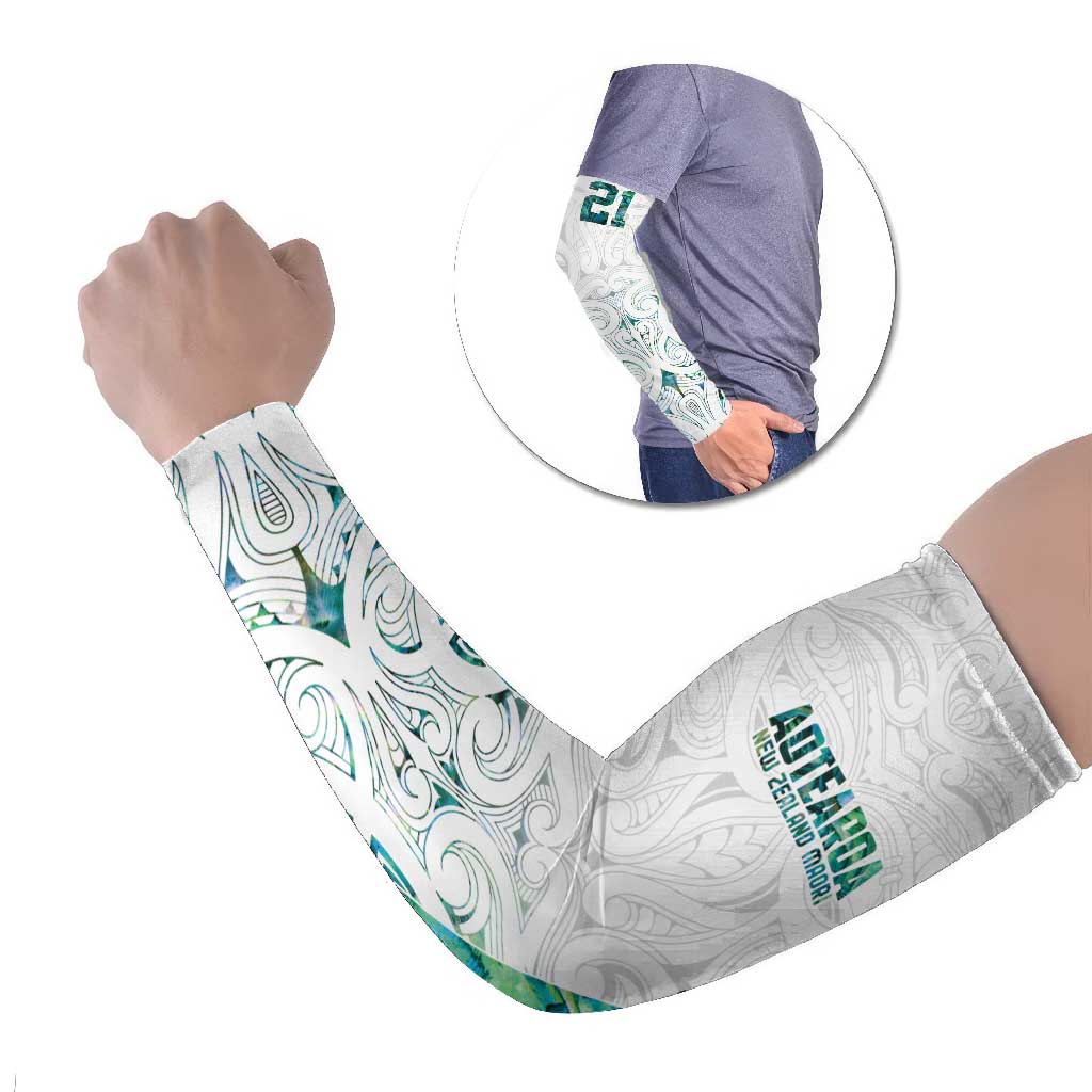 Custom New Zealand Aotearoa Arm Sleeves Green Maori Paua Shell Indigenous - Polynesian Pride