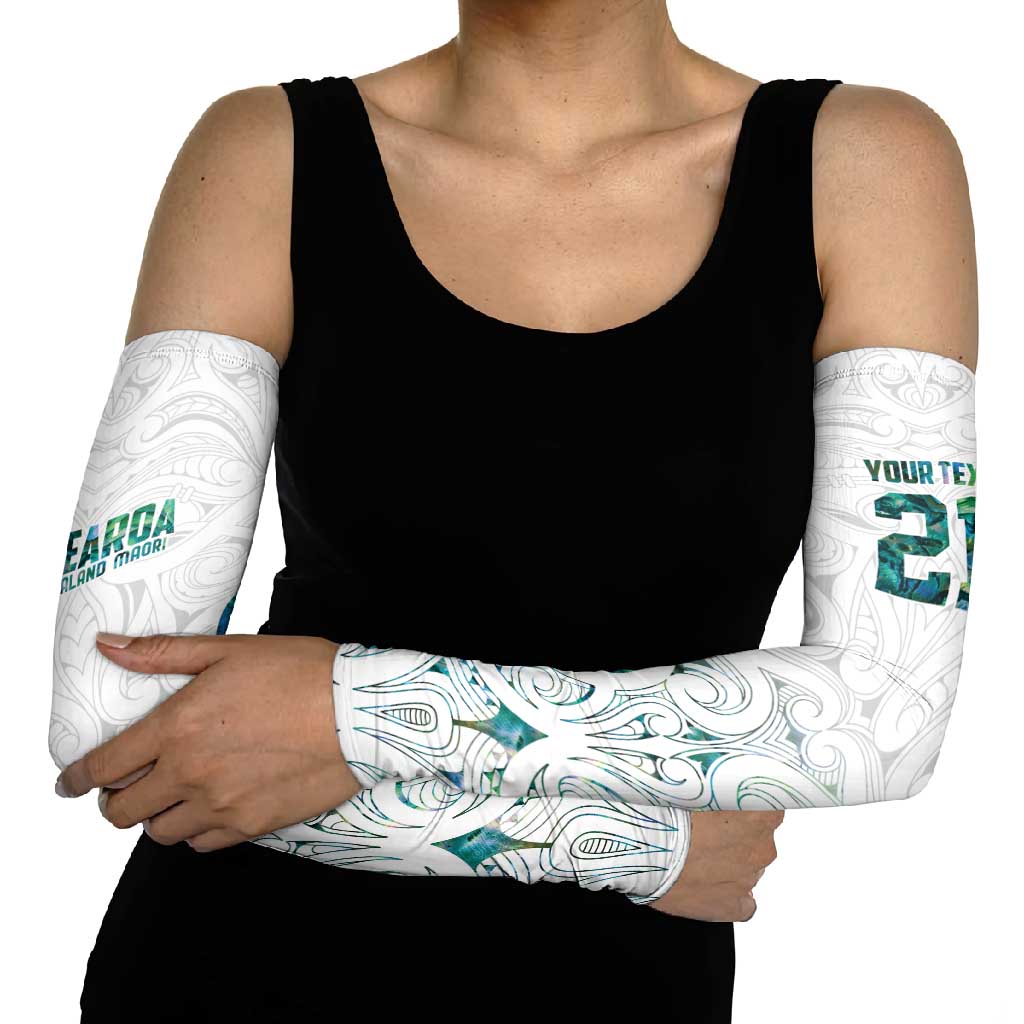 Custom New Zealand Aotearoa Arm Sleeves Green Maori Paua Shell Indigenous - Polynesian Pride