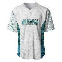 Custom New Zealand Aotearoa Baseball Jersey Green Maori Paua Shell Indigenous - Polynesian Pride