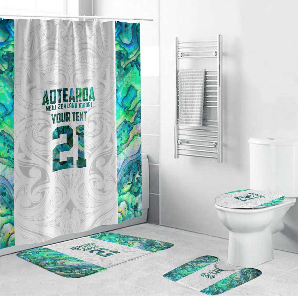 Custom New Zealand Aotearoa Bathroom Set Green Maori Paua Shell Indigenous - Polynesian Pride