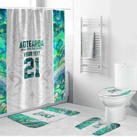 Custom New Zealand Aotearoa Bathroom Set Green Maori Paua Shell Indigenous - Polynesian Pride