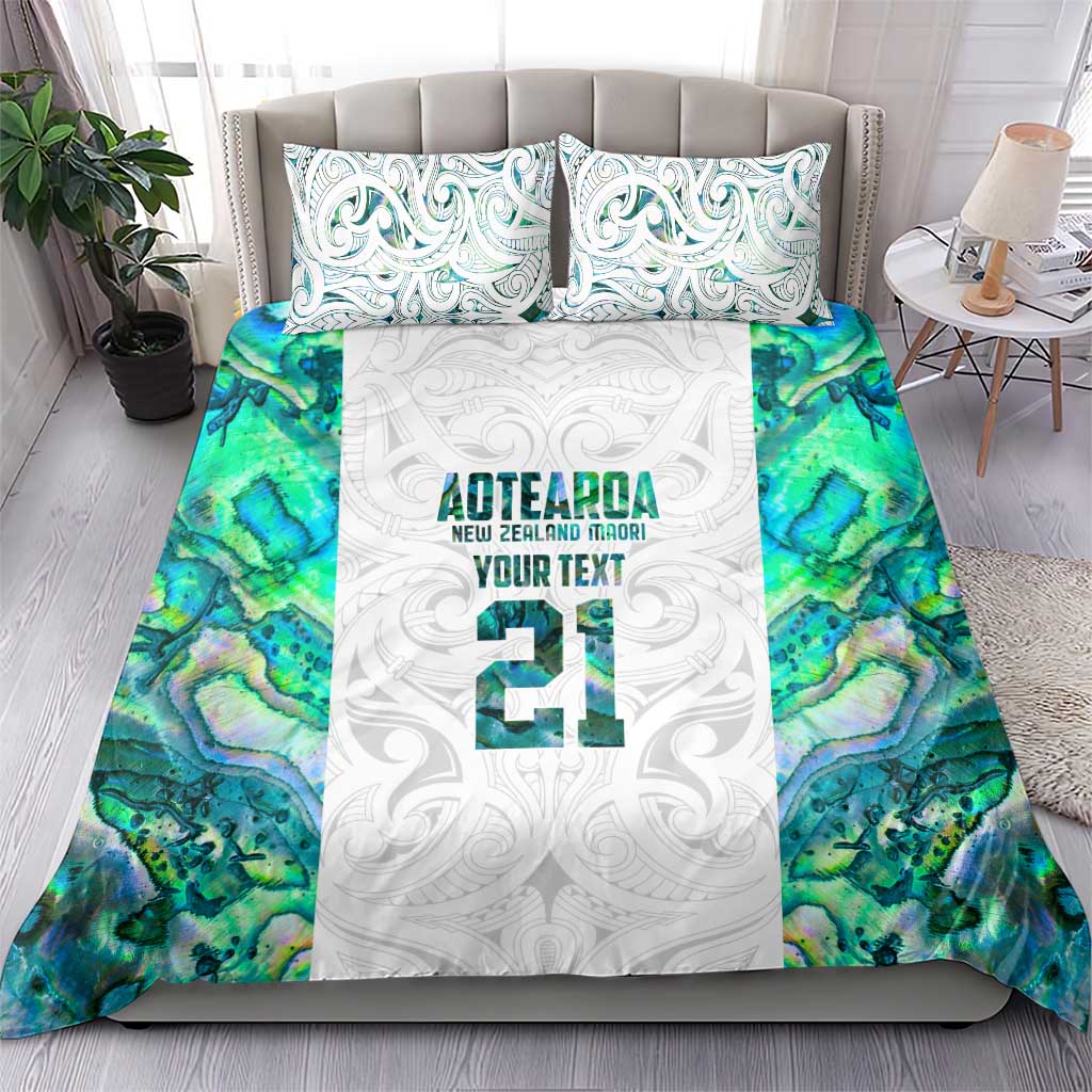 Custom New Zealand Aotearoa Bedding Set Green Maori Paua Shell Indigenous - Polynesian Pride