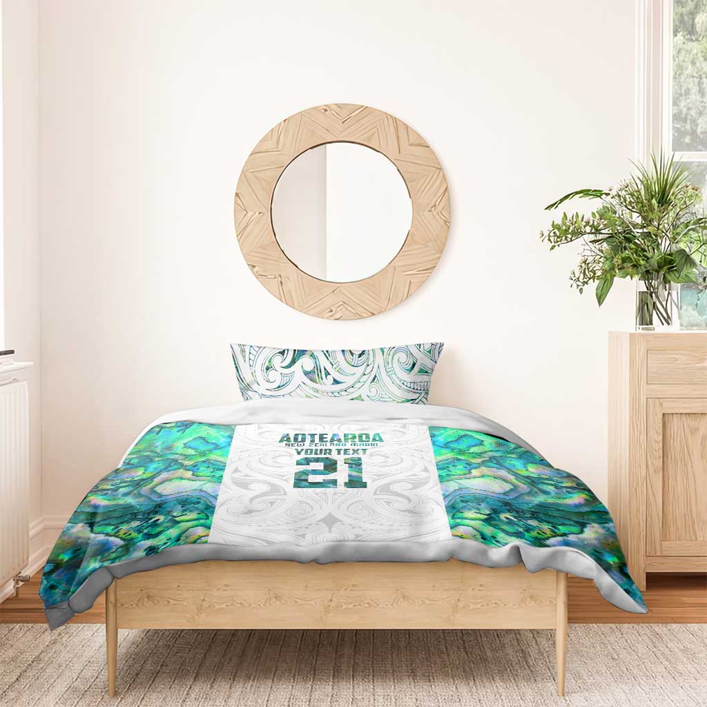 Custom New Zealand Aotearoa Bedding Set Green Maori Paua Shell Indigenous - Polynesian Pride
