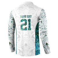 Custom New Zealand Aotearoa Button Sweatshirt Green Maori Paua Shell Indigenous - Polynesian Pride