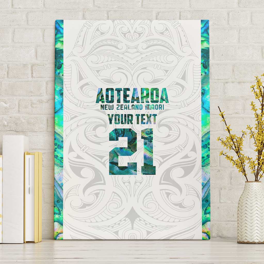 Custom New Zealand Aotearoa Canvas Wall Art Green Maori Paua Shell Indigenous - Polynesian Pride