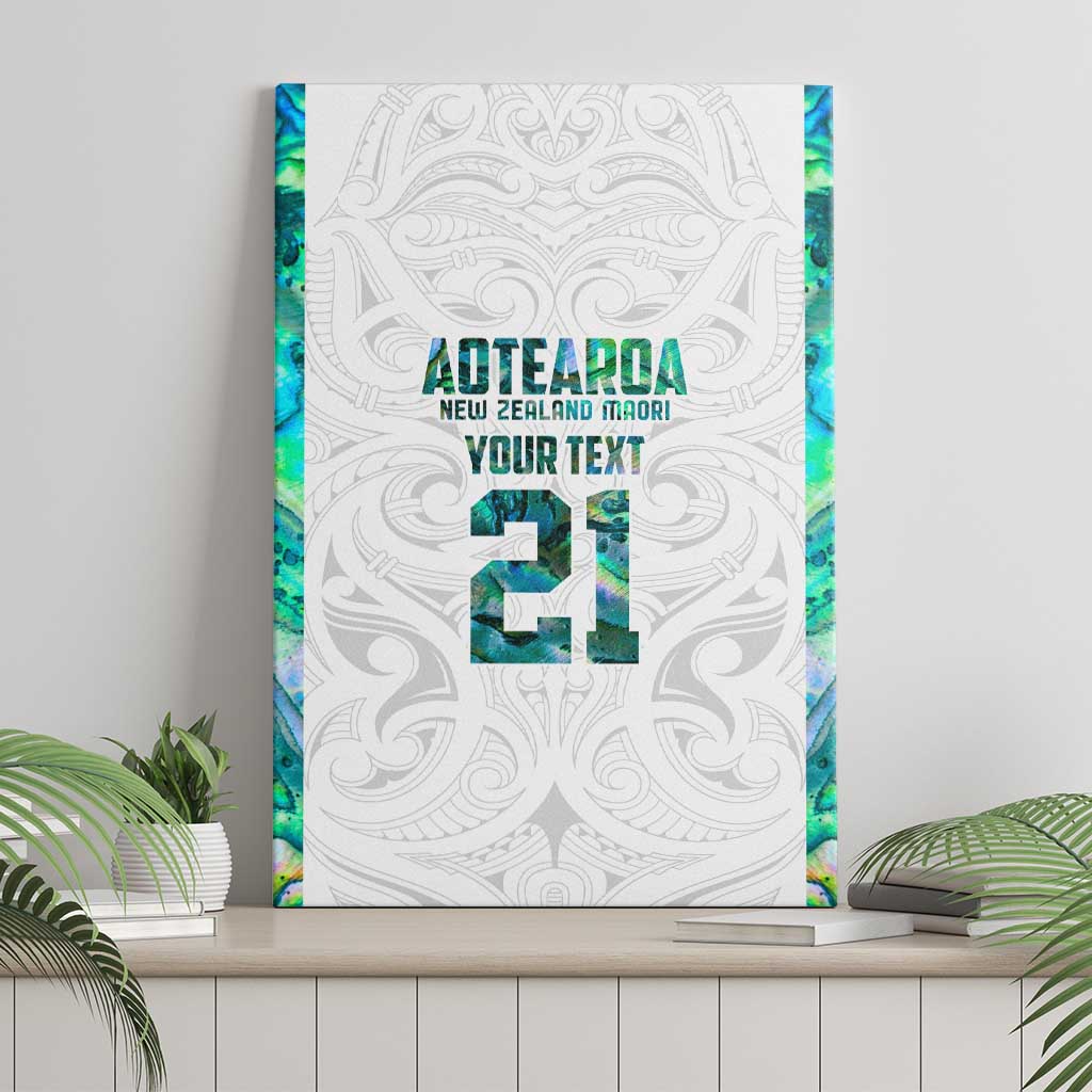 Custom New Zealand Aotearoa Canvas Wall Art Green Maori Paua Shell Indigenous - Polynesian Pride