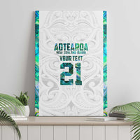 Custom New Zealand Aotearoa Canvas Wall Art Green Maori Paua Shell Indigenous - Polynesian Pride
