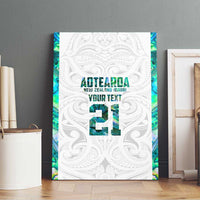 Custom New Zealand Aotearoa Canvas Wall Art Green Maori Paua Shell Indigenous - Polynesian Pride