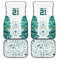 Custom New Zealand Aotearoa Car Mats Green Maori Paua Shell Indigenous - Polynesian Pride