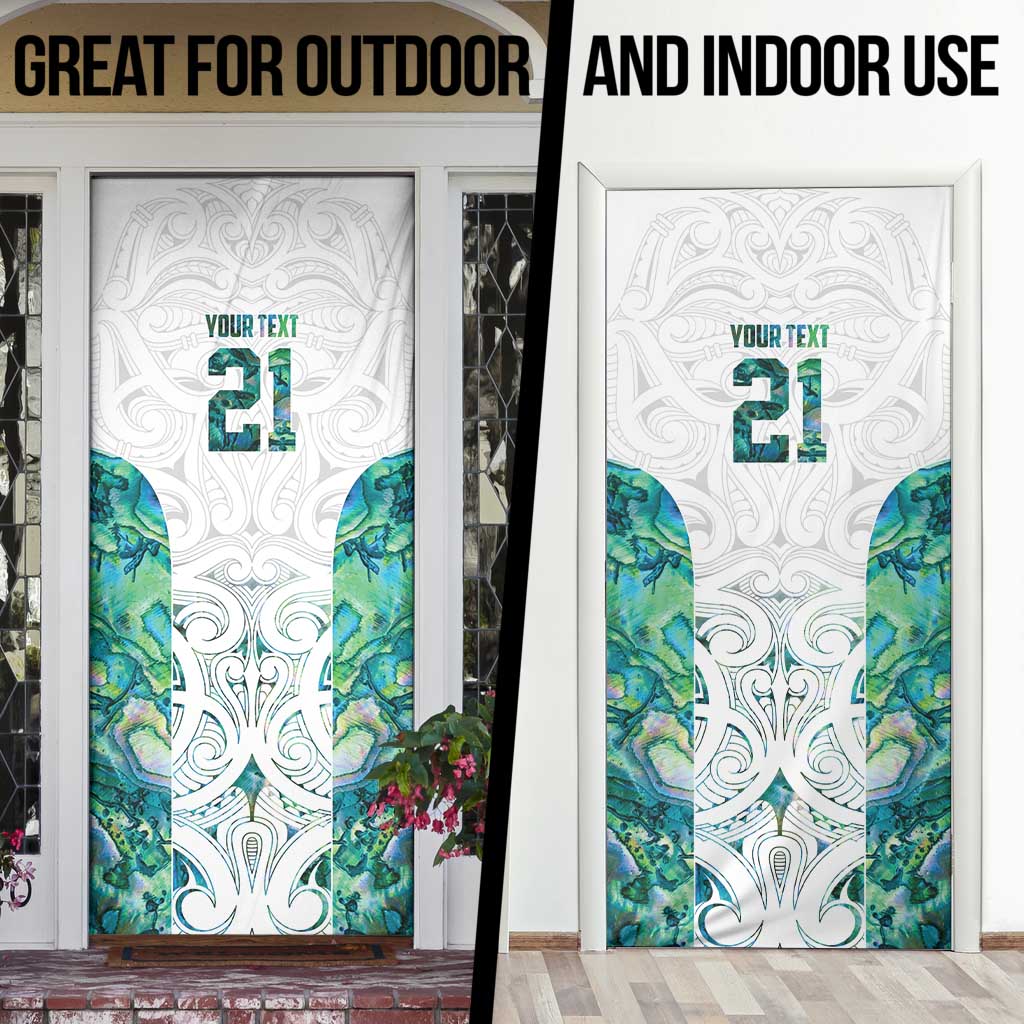 Custom New Zealand Aotearoa Door Cover Green Maori Paua Shell Indigenous - Polynesian Pride