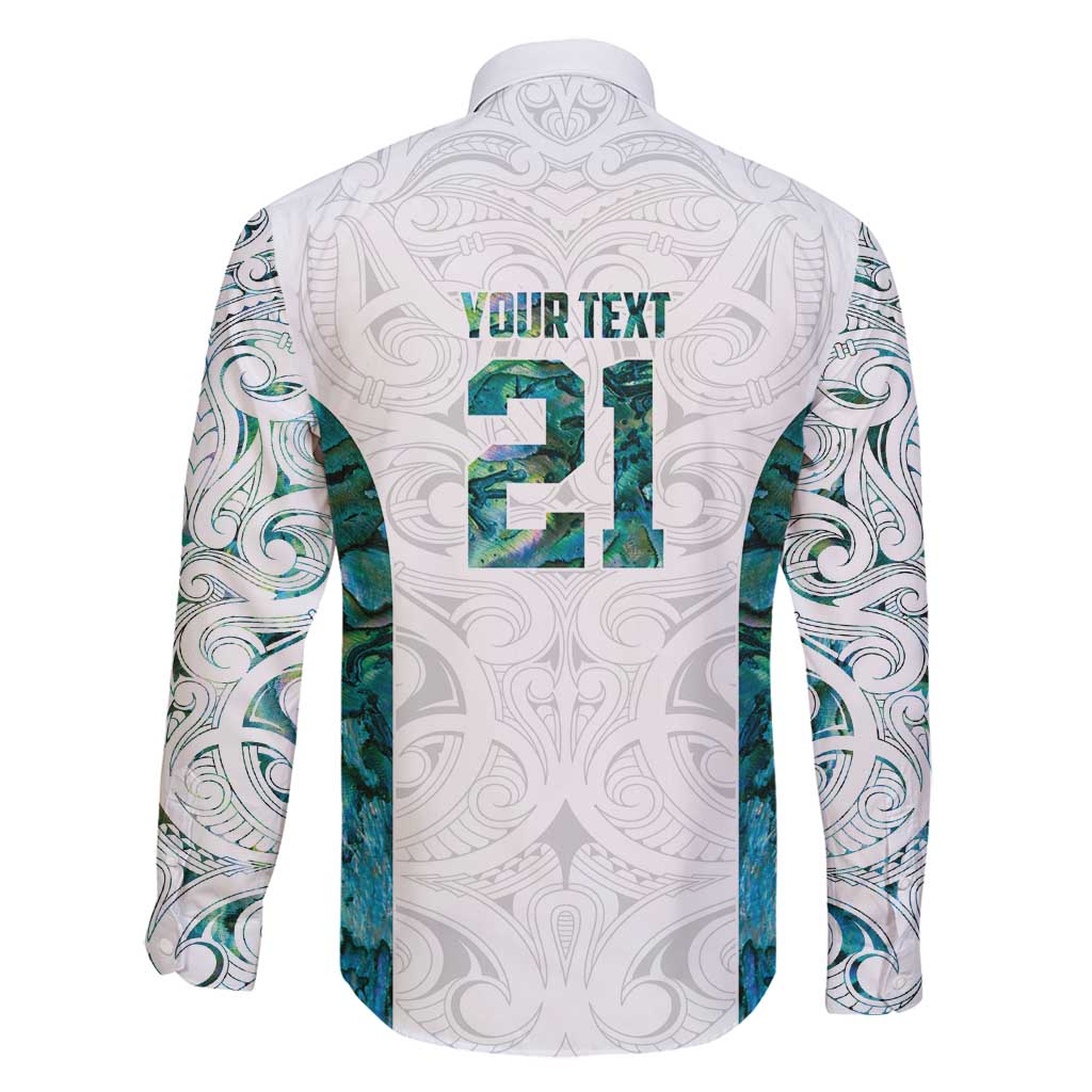 Custom New Zealand Aotearoa Family Matching Long Sleeve Bodycon Dress and Hawaiian Shirt Green Maori Paua Shell Indigenous - Polynesian Pride
