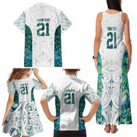 Custom New Zealand Aotearoa Family Matching Tank Maxi Dress and Hawaiian Shirt Green Maori Paua Shell Indigenous - Polynesian Pride