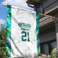 Custom New Zealand Aotearoa Garden Flag Green Maori Paua Shell Indigenous - Polynesian Pride