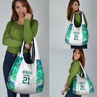 Custom New Zealand Aotearoa Grocery Bag Green Maori Paua Shell Indigenous - Polynesian Pride
