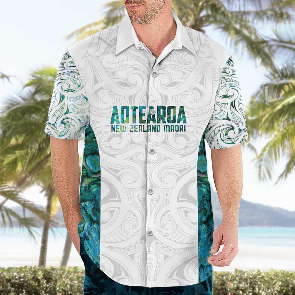 Custom New Zealand Aotearoa Hawaiian Shirt Green Maori Paua Shell Indigenous - Polynesian Pride