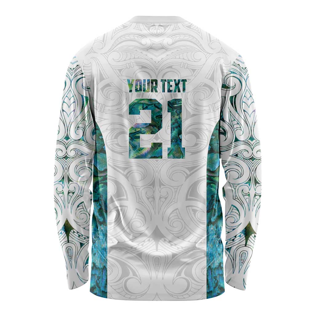 Custom New Zealand Aotearoa Long Sleeve Shirt Green Maori Paua Shell Indigenous - Polynesian Pride
