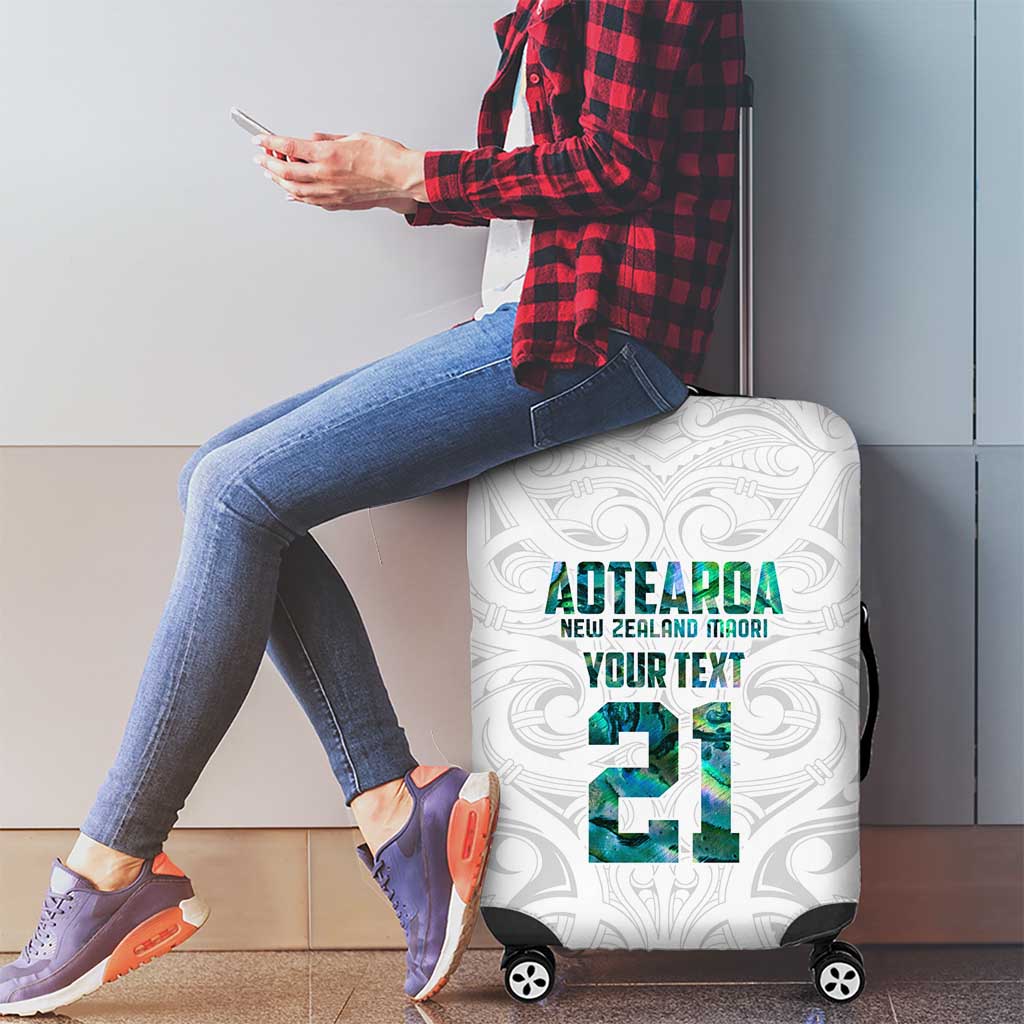 Custom New Zealand Aotearoa Luggage Cover Green Maori Paua Shell Indigenous - Polynesian Pride