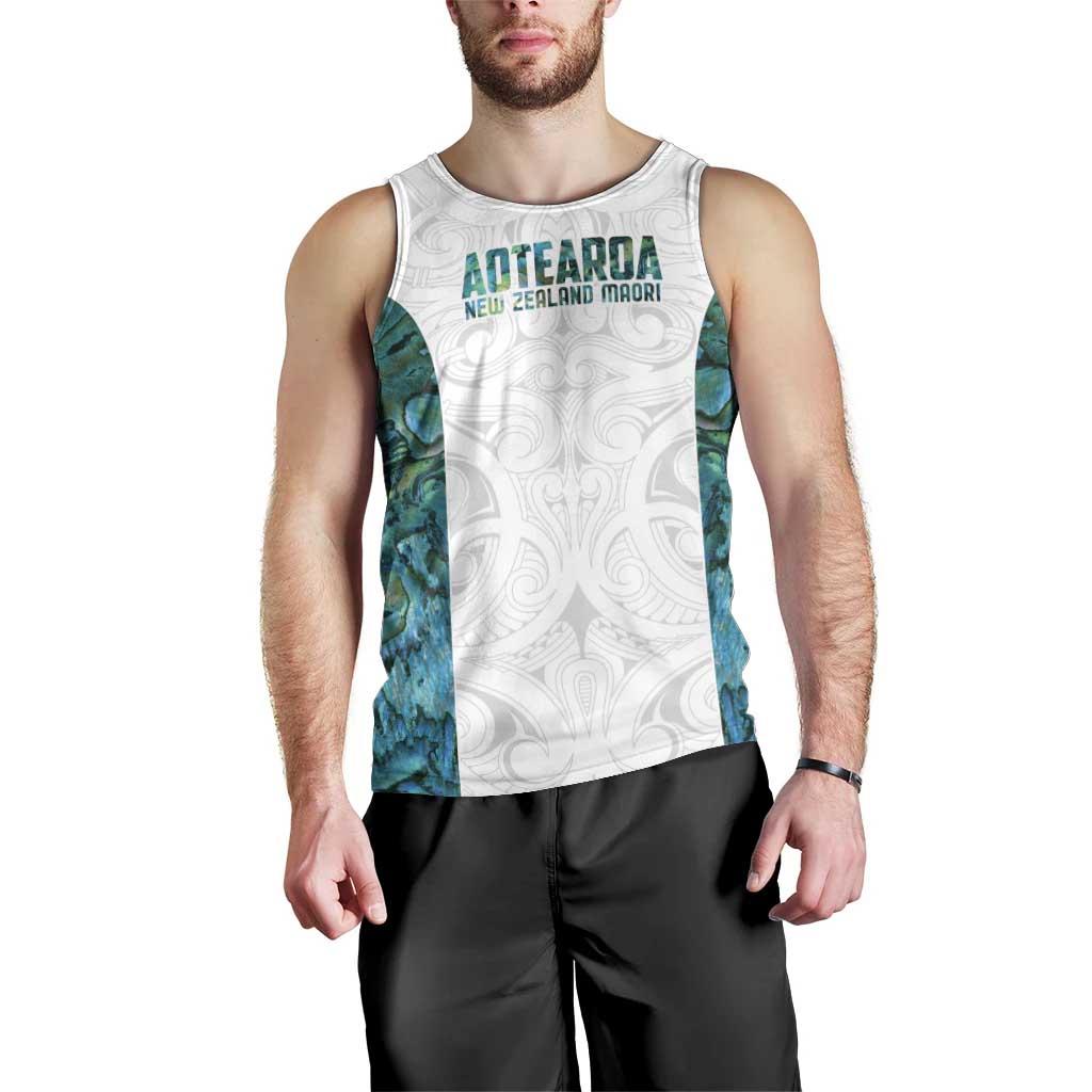 Custom New Zealand Aotearoa Men Tank Top Green Maori Paua Shell Indigenous - Polynesian Pride