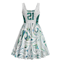 Custom New Zealand Aotearoa Midi Dress Green Maori Paua Shell Indigenous - Polynesian Pride