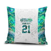 Custom New Zealand Aotearoa Pillow Cover Green Maori Paua Shell Indigenous - Polynesian Pride
