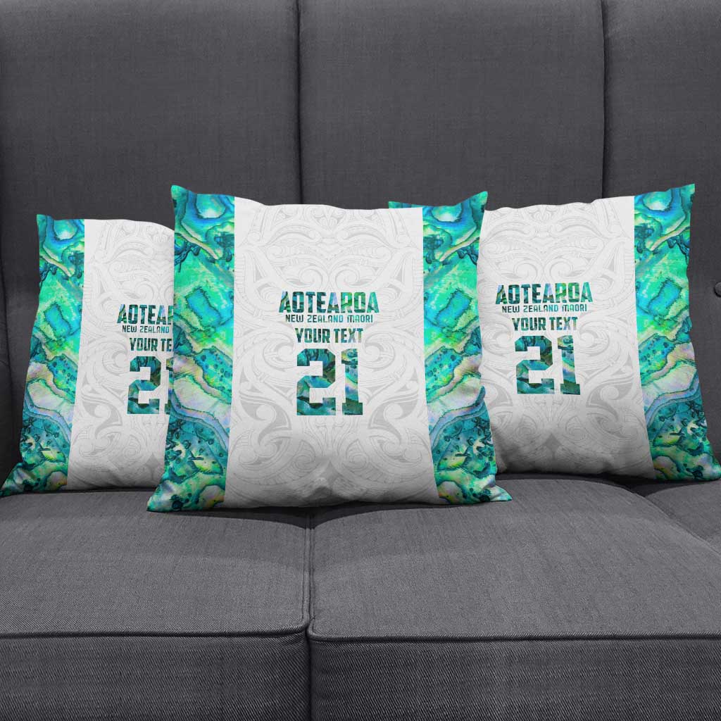 Custom New Zealand Aotearoa Pillow Cover Green Maori Paua Shell Indigenous - Polynesian Pride