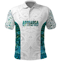 Custom New Zealand Aotearoa Polo Shirt Green Maori Paua Shell Indigenous - Polynesian Pride