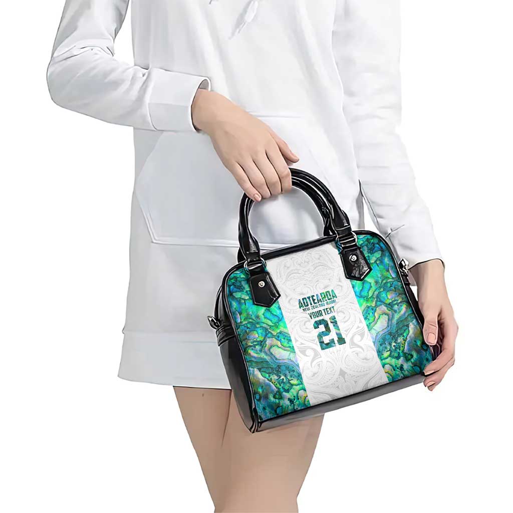 Custom New Zealand Aotearoa Shoulder Handbag Green Maori Paua Shell Indigenous - Polynesian Pride
