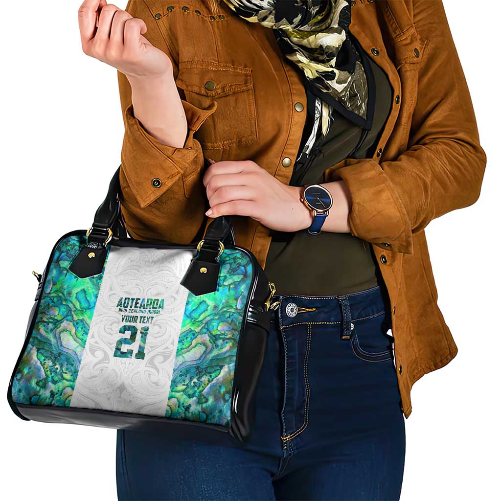 Custom New Zealand Aotearoa Shoulder Handbag Green Maori Paua Shell Indigenous - Polynesian Pride