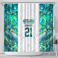 Custom New Zealand Aotearoa Shower Curtain Green Maori Paua Shell Indigenous - Polynesian Pride