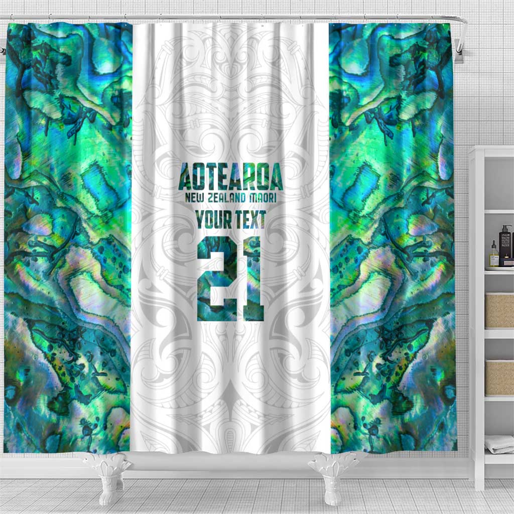 Custom New Zealand Aotearoa Shower Curtain Green Maori Paua Shell Indigenous - Polynesian Pride