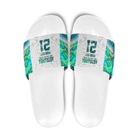 Custom New Zealand Aotearoa Slide Sandals Green Maori Paua Shell Indigenous - Polynesian Pride