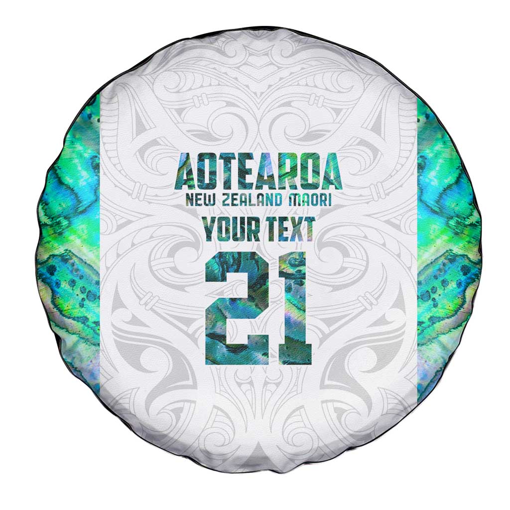 Custom New Zealand Aotearoa Spare Tire Cover Green Maori Paua Shell Indigenous - Polynesian Pride