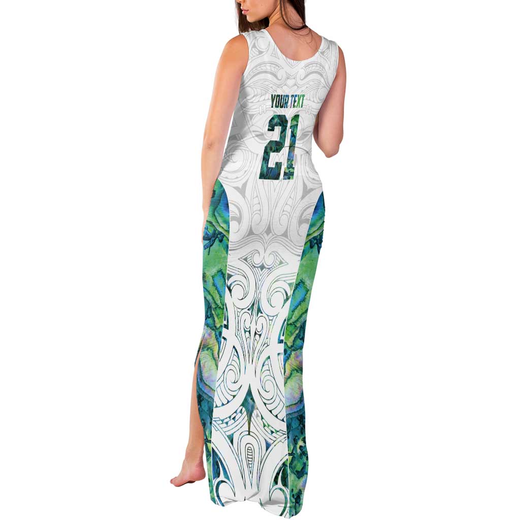 Custom New Zealand Aotearoa Tank Maxi Dress Green Maori Paua Shell Indigenous - Polynesian Pride