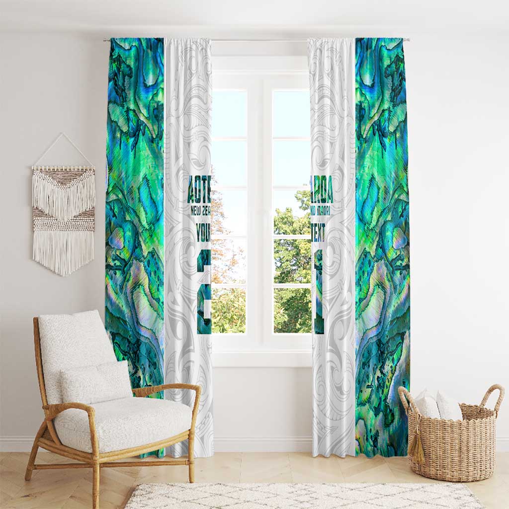 Custom New Zealand Aotearoa Window Curtain Green Maori Paua Shell Indigenous - Polynesian Pride