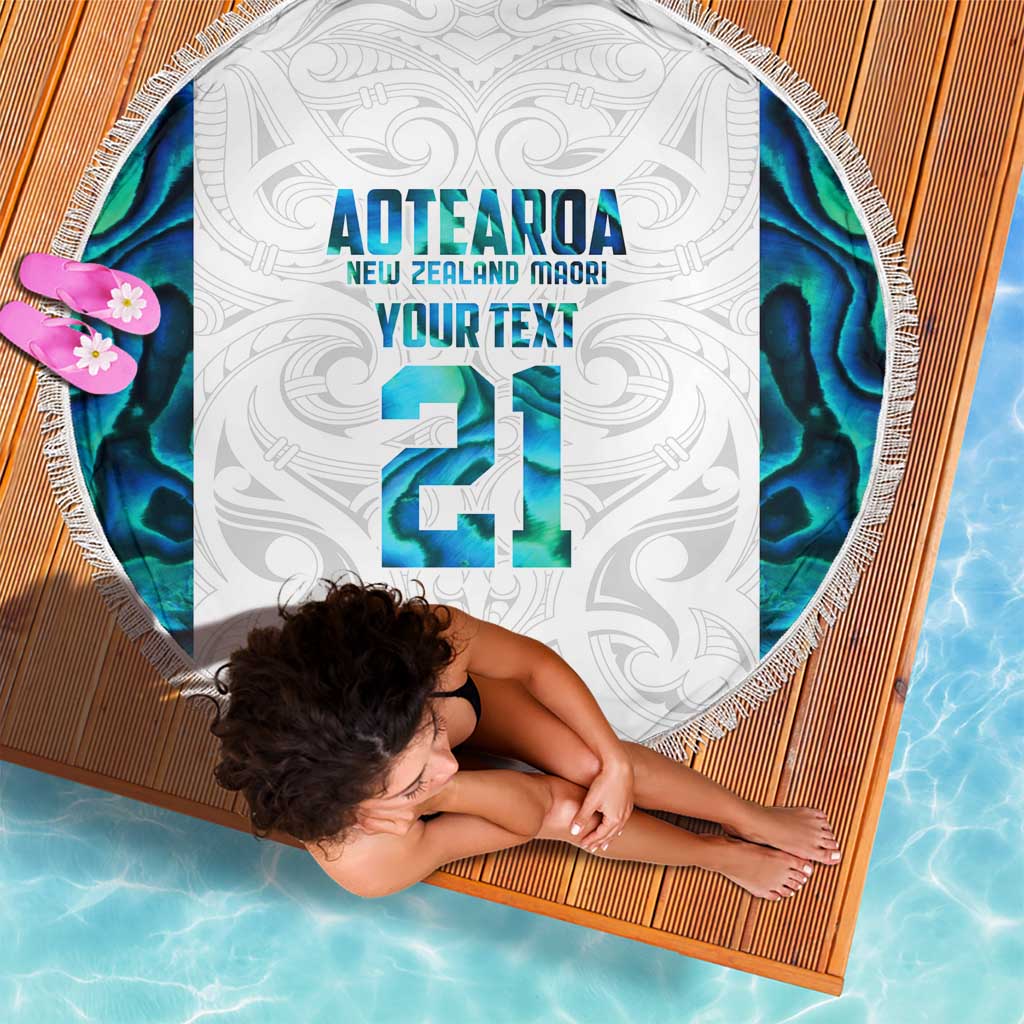 Custom New Zealand Aotearoa Beach Blanket Maori Paua Shell Indigenous - Polynesian Pride