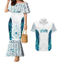 Custom New Zealand Aotearoa Couples Matching Mermaid Dress and Hawaiian Shirt Maori Paua Shell Indigenous - Polynesian Pride