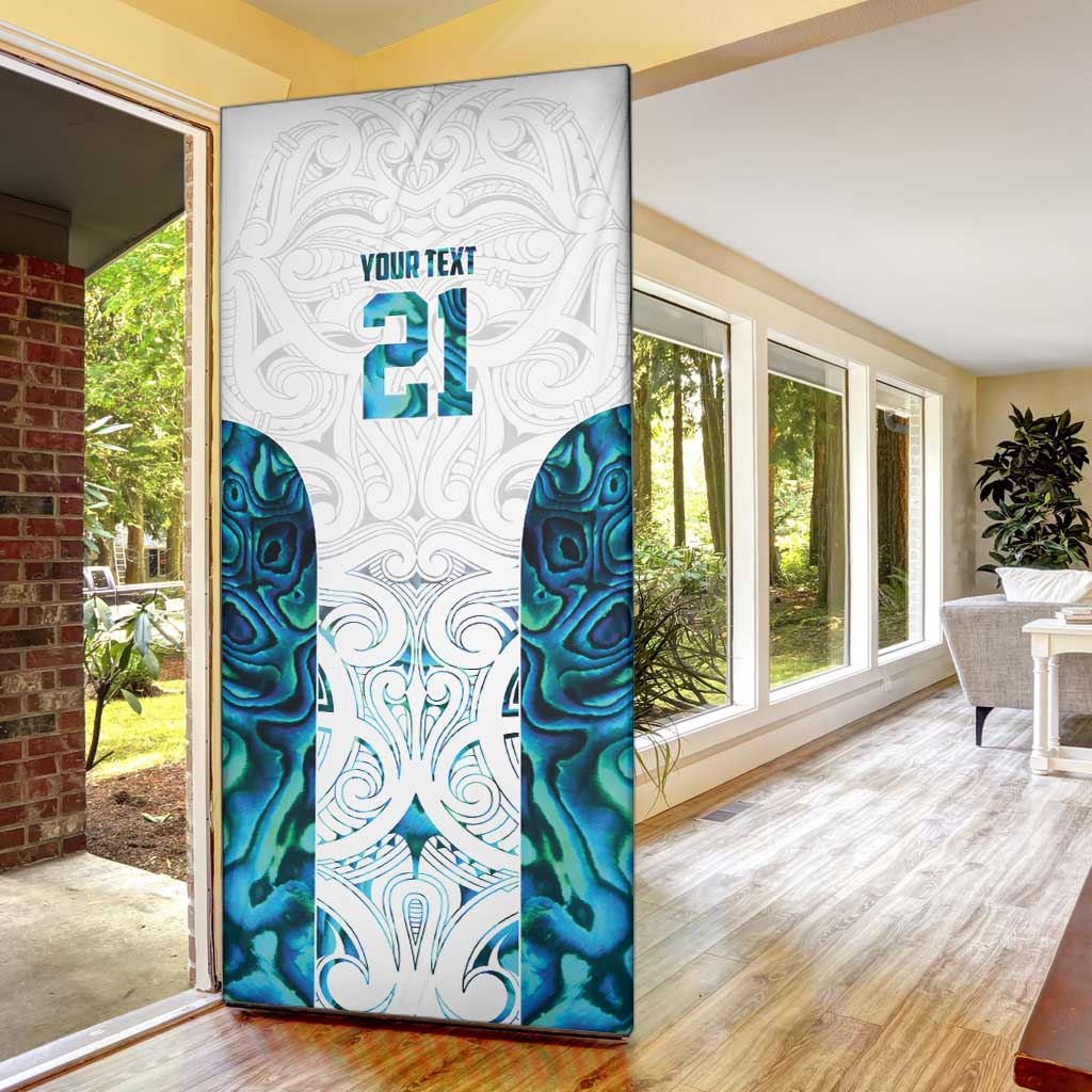Custom New Zealand Aotearoa Door Cover Maori Paua Shell Indigenous - Polynesian Pride