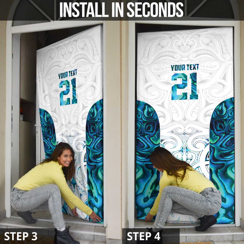 Custom New Zealand Aotearoa Door Cover Maori Paua Shell Indigenous - Polynesian Pride